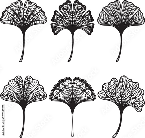 set of trees silhouettes