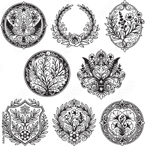 set of ornamental design elements