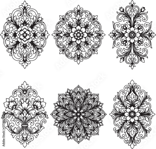set of vector floral elements