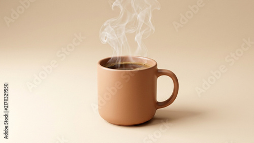 Steaming hot coffee in a ceramic mug.