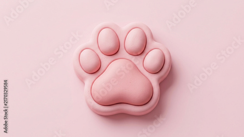 Pink Plastic Paw Shaped Object on Soft Background.