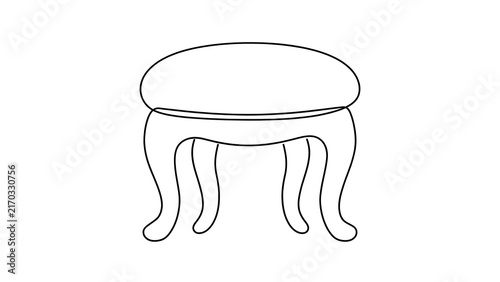 Elegant round stool illustration white background.