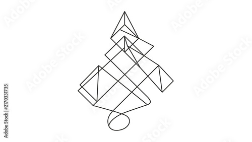 Fototapeta Geometric wireframe shapes on white background.