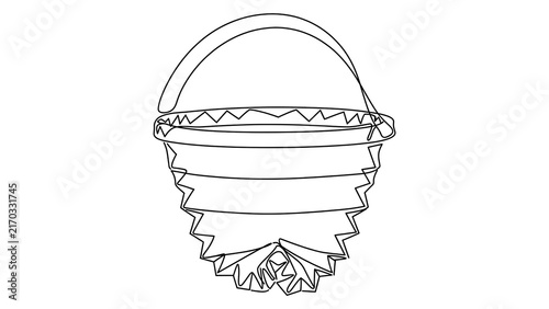 Hand drawn basket illustration white background.
