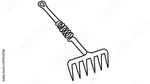 Fototapeta Garden rake tool illustration on white background.