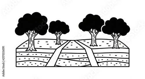 Obraz na plátně Soil Layers with Trees and Roots.