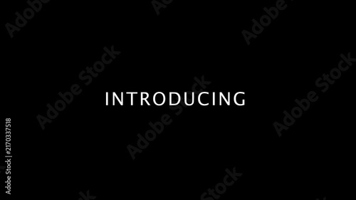 Black background with centered introducing text in white sans serif font white text centered text