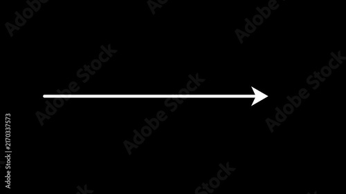 right arrow direction icon with dotted line animation on white background. dot arrows icon sign animated with alpha channel. Black straight arrows animation. Reveal animation of solid, dashed.