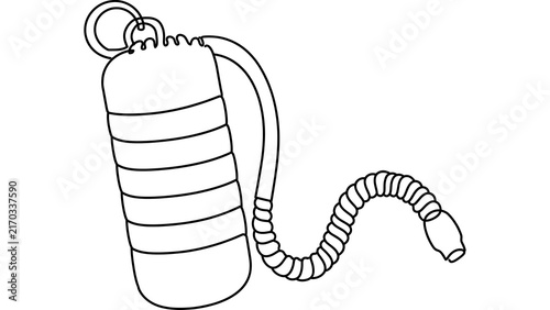 Hand drawn fire extinguisher illustration white background.