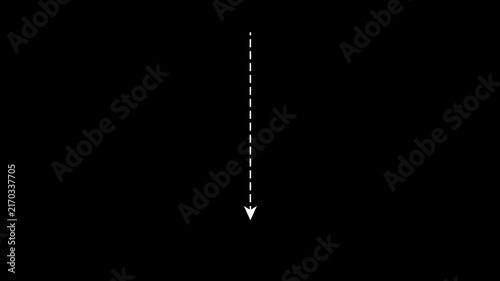 Directional Left Arrow with Dotted Straight Line Animation in 4k on White Background