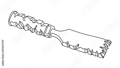 Hand drawn fish skeleton illustration white background.