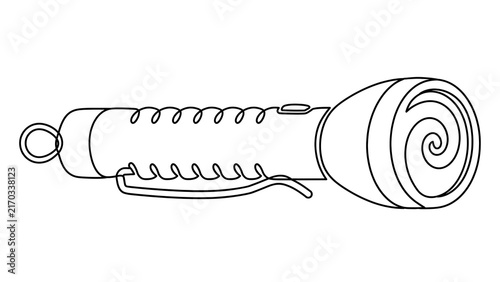 Hand drawn flashlight sketch white background.