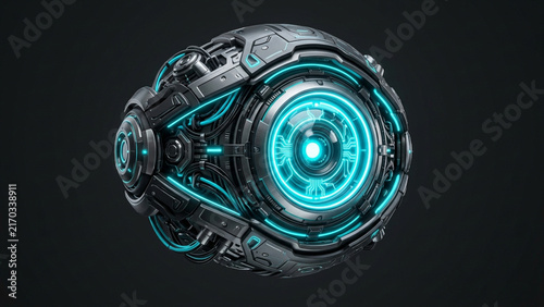 Futuristic Sci Fi Robot Eye with Glowing Core.