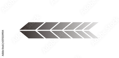 An abstract graphic representation of a chevron pattern with a gradient of grey tones, suggesting movement or progress