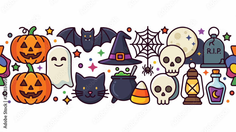 Fototapeta premium Halloween icons and symbols collection