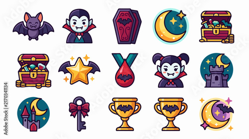 Halloween themed icons and illustrations collection