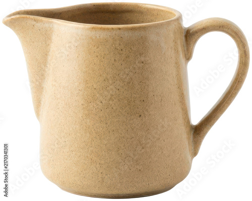 Konstfotografi Beige ceramic pitcher for milk or cream service.