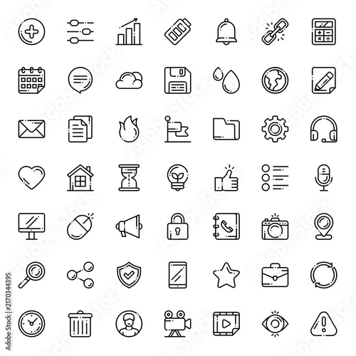 Ui Interface Icon Set Vector Line Illustration Collection