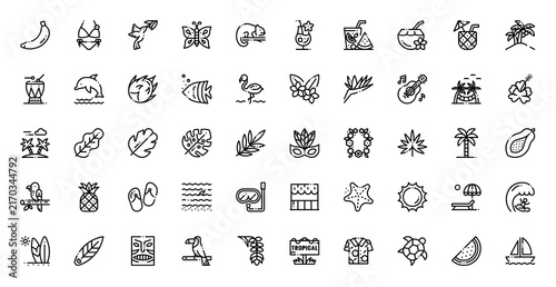 Tropical Icon Set Vector Line Illustration Collection