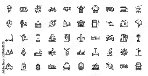 Transportation Icon Set Vector Line Illustration Collection