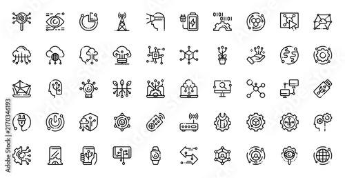 Technology Icon Set Vector Line Illustration Collection