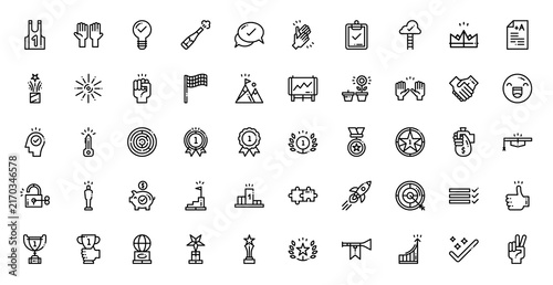 Success Icon Set Vector Line Illustration Collection