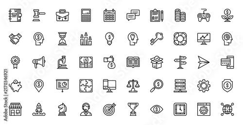 Startups Icon Set Vector Line Illustration Collection