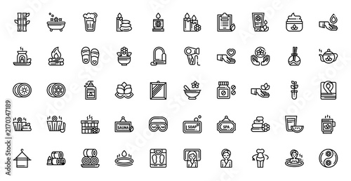 Spa And Sauna Icon Set Vector Line Illustration Collection