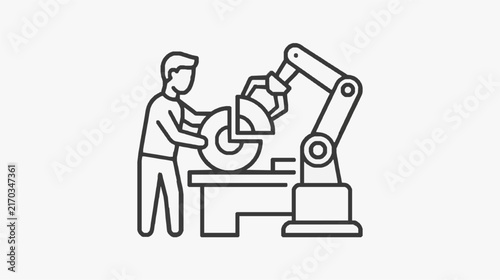 Bild auf Leinwand Professional Engineer Supervising Industrial Robotic Arm Assembly
