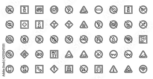 Signals Prohibitions Icon Set Vector Line Illustration Collection