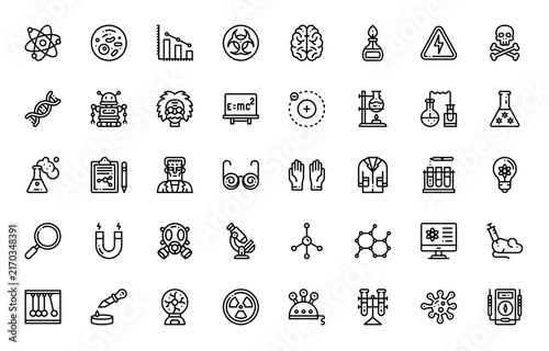 Science Icon Set Vector Line Illustration Collection