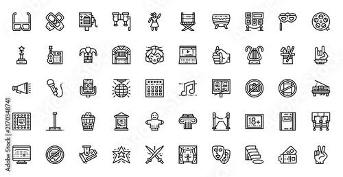 Scenic Arts Icon Set Vector Line Illustration Collection