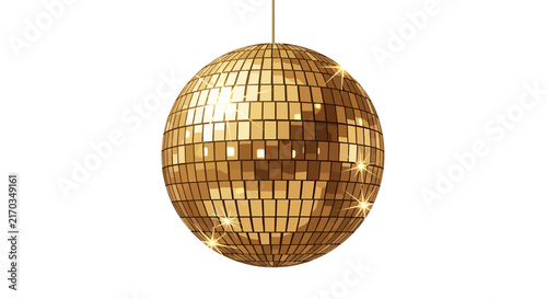 Bild auf Leinwand Polished golden disco ball with reflective mirror tiles