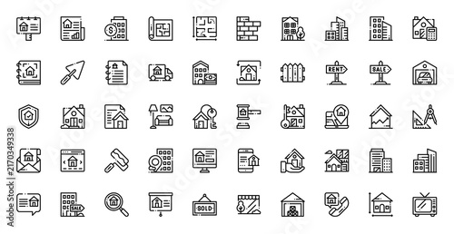 Real State Icon Set Vector Line Illustration Collection