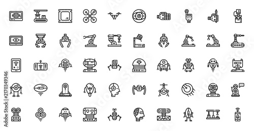 Robotics Icon Set Vector Line Illustration Collection
