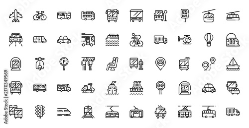 Public Transportation Icon Set Vector Line Illustration Collection