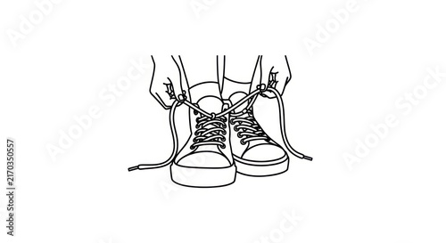 Konstfotografi Tied Up Sneakers for Active Lifestyle.