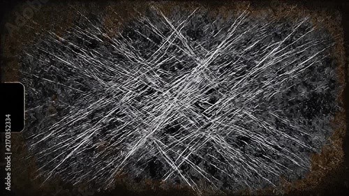 Abstract scratched metal surface with rust and intersecting white lines texture background