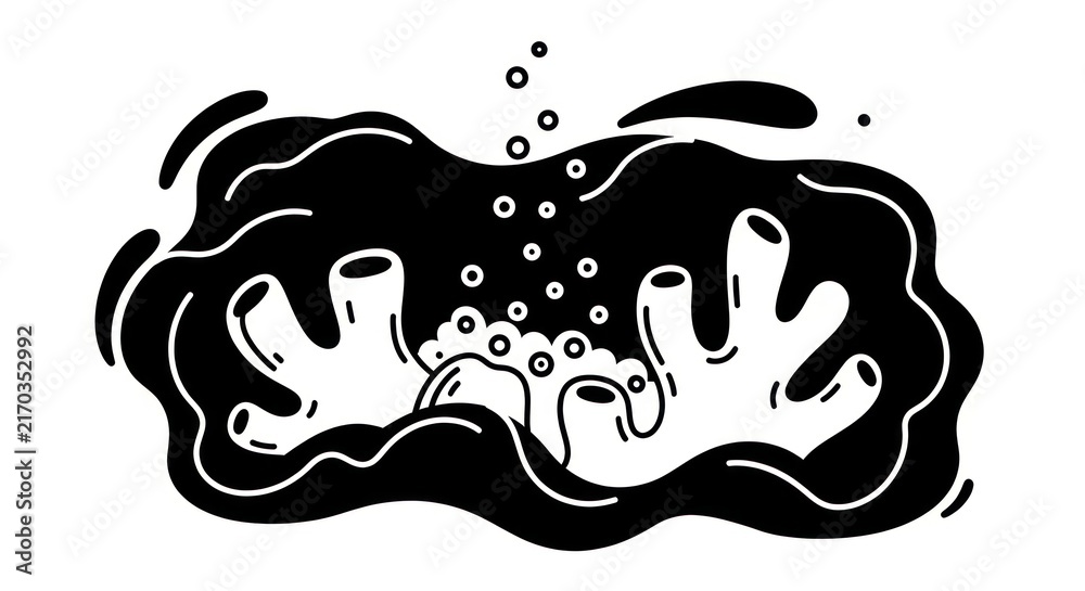 Obraz premium black and white hands in water.