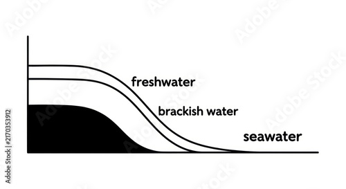 Konstfotografi Freshwater Brackish Seawater Density Layers Diagram.