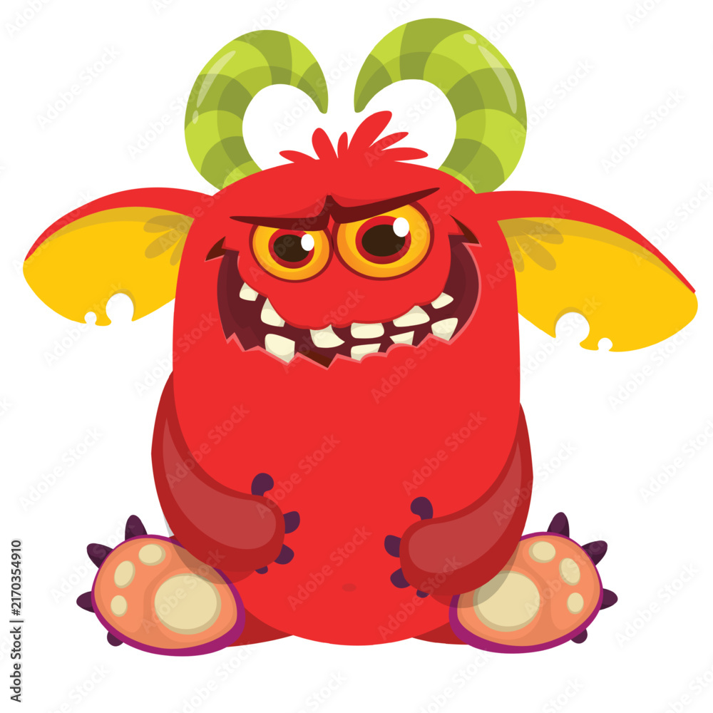 Obraz premium Cute Halloween monster creature with scary face for package desig