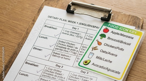 Dietary Plan Being Translated with a Food Icon Chart during a Nutrition Consultation