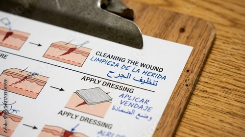 Wound Care Diagram Being Translated during an Interpreter-Assisted Patient Teaching Session