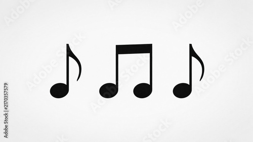 Minimalist black music notes on white background. Simple musical notation icons. Graphic eighth note and beamed notes for audio design.
