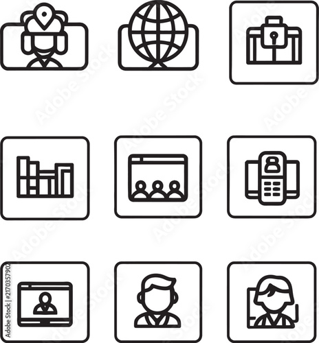 Communication and Business Management Line Icon Set for Professional Digital Platforms