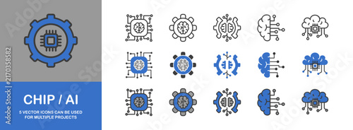 Tech Strategy solid icon set. Featuring Artificial Intelligence, Cyber Security, Cloud Computing, and Big Data.