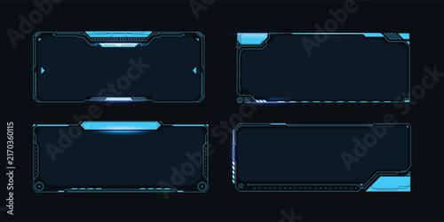 Futuristic blue digital frames for user interface design.