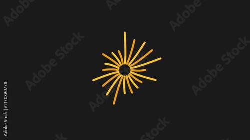 Golden radial lines expand outward from center on dark background, abstract burst animation, loop motion, futuristic tech graphic.