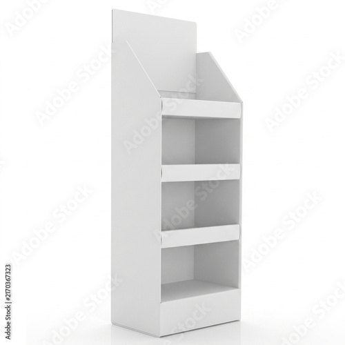 3D Render of Blank White POSM Corrugated Floor Display Stand Mockup
