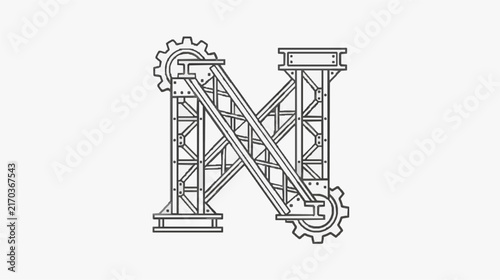 Industrial Gear Mechanism Letter M for Engineering Design